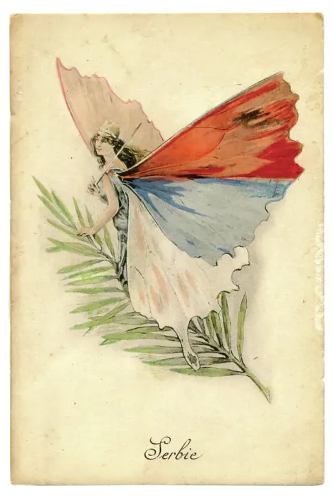 Framed Print : One of a set of cards showing the Allies as butterflies Framed Print : One of a set of cards showing the Allies as butterflies