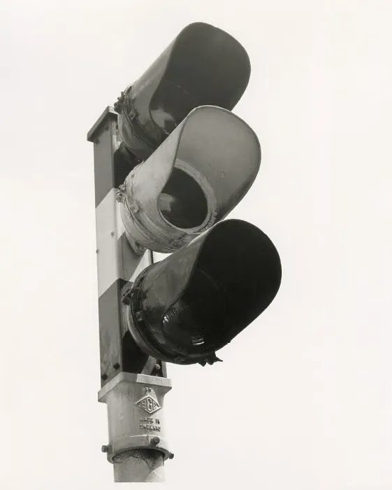 Framed Print : A set of traffic lights, looks like they're green but it's a black and white photo. Date: late 1960s Framed Print : A set of traffic lights, looks like they're green but it's a black and white photo. Date: late 1960s