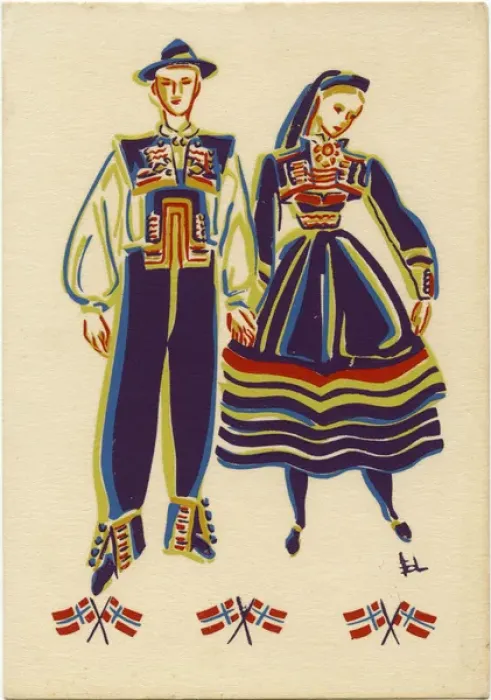 Framed Print : Setesdal, Norway - couple in traditional costume Framed Print : Setesdal, Norway - couple in traditional costume