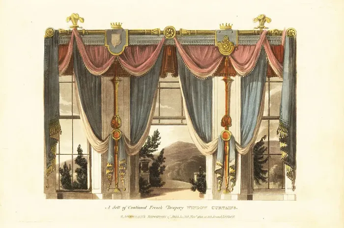 Framed Print : A sett of continued French drapery window curtains, 1811 Framed Print : A sett of continued French drapery window curtains, 1811