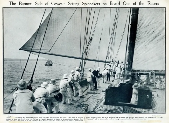 Framed Print : Setting spinnakers on board a yacht at Cowes, IOW Framed Print : Setting spinnakers on board a yacht at Cowes, IOW
