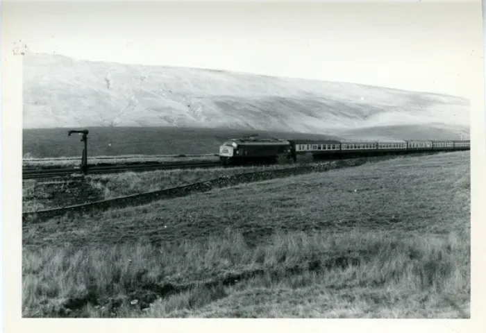 Framed Print : Settle-Carlisle Railway - Water Crane & Passenger Train, Ble Framed Print : Settle-Carlisle Railway - Water Crane & Passenger Train, Ble