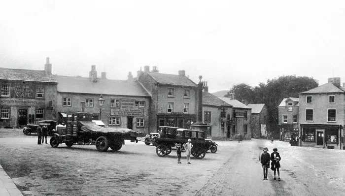 Framed Print : Settle Market Place probably 1930s Framed Print : Settle Market Place probably 1930s