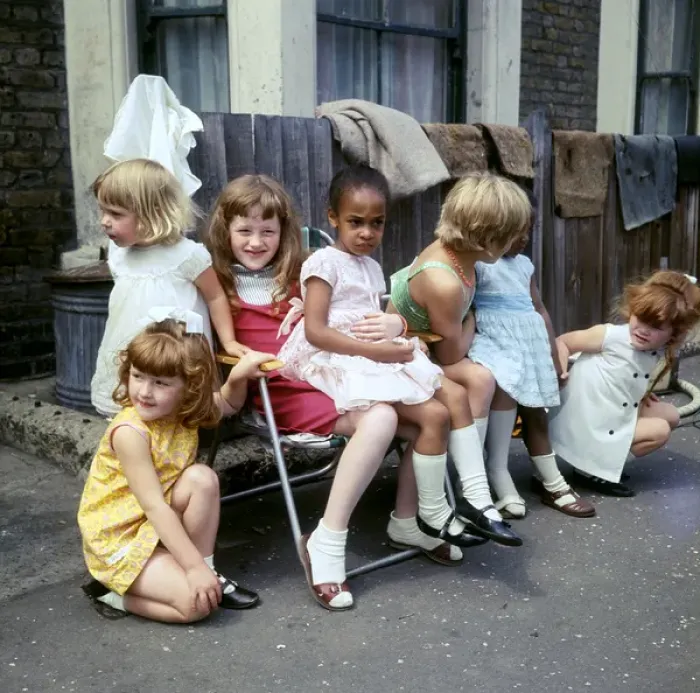Framed Print : Seven girls on a Balham street, SW London