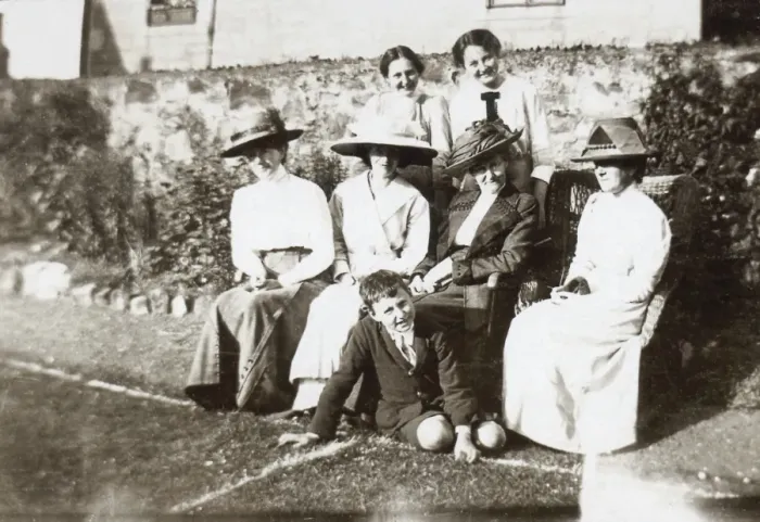 Framed Print : Seven people at the side of a tennis court Framed Print : Seven people at the side of a tennis court