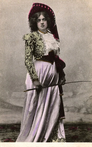 Severe-looking Iberian Woman holding riding crop
