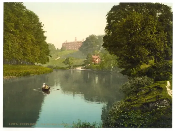 Framed Print : The Severn and Kingsland, Shrewsbury, England Framed Print : The Severn and Kingsland, Shrewsbury, England