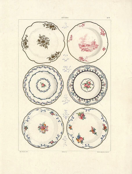 Sevres plates with simple decoration