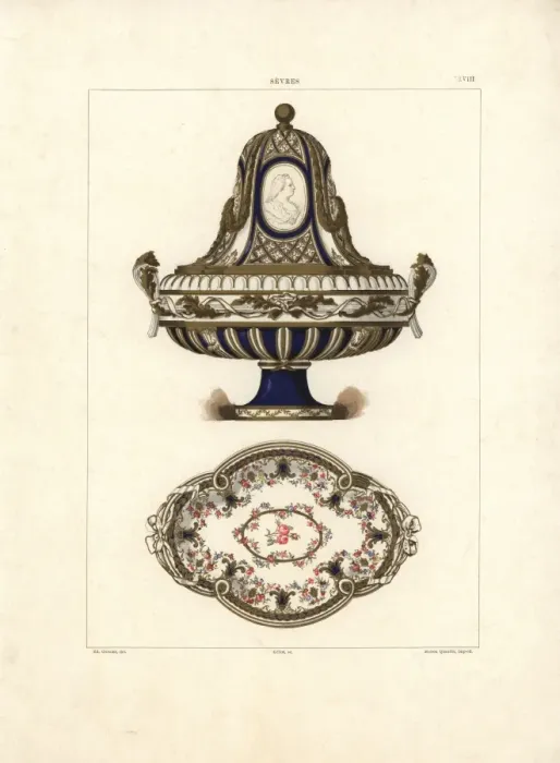 Framed Print : Sevres porcelain vase and plate Framed Print : Sevres porcelain vase and plate