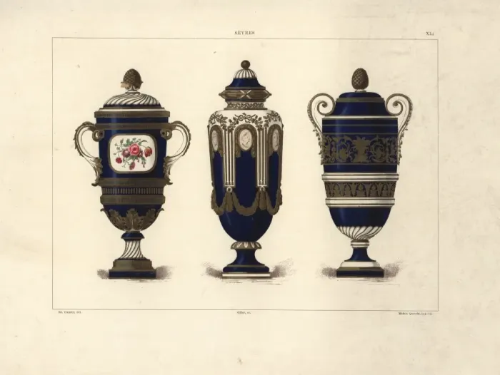 Framed Print : Three Sevres vases with lids Framed Print : Three Sevres vases with lids