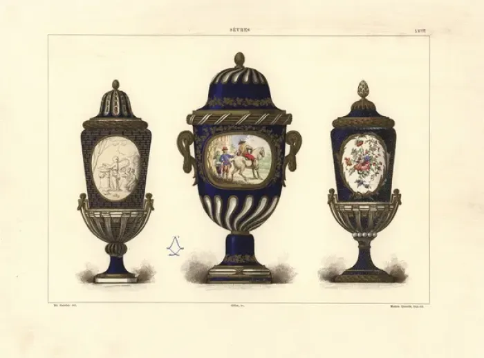 Framed Print : Three Sevres vases with lids Framed Print : Three Sevres vases with lids