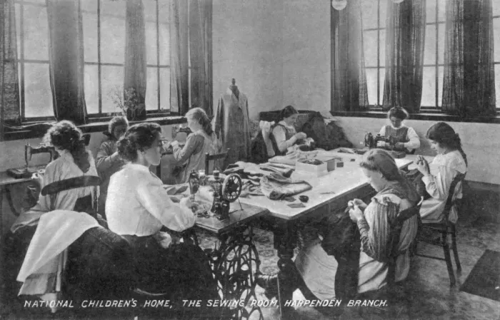 Framed Print : Sewing Room at National Childrens Home, Harpenden, Herts Framed Print : Sewing Room at National Childrens Home, Harpenden, Herts
