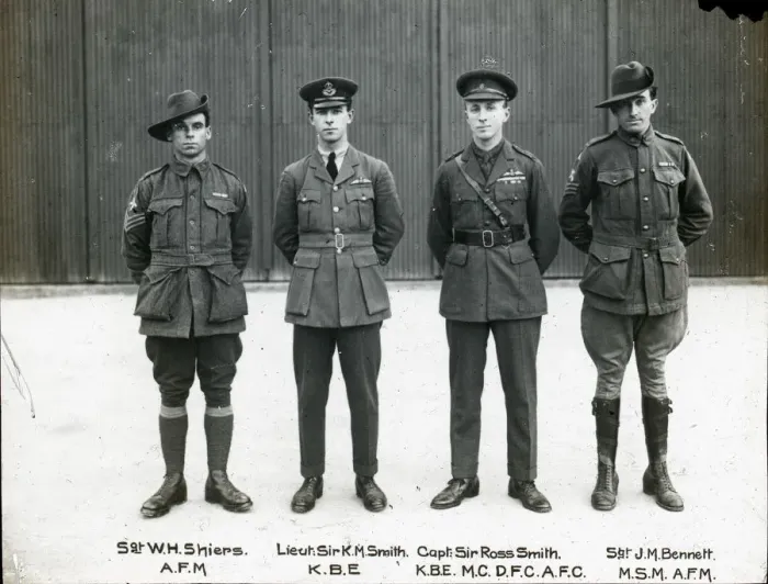 Framed Print : Sgt W. H. Shiers, AFM; Lt Sir Keith M. Smith, KBE and others Framed Print : Sgt W. H. Shiers, AFM; Lt Sir Keith M. Smith, KBE and others
