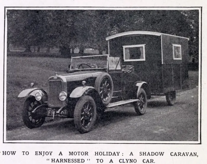 Framed Print : A Shadow Caravan (open), harnessed to a Clyno Car Framed Print : A Shadow Caravan (open), harnessed to a Clyno Car
