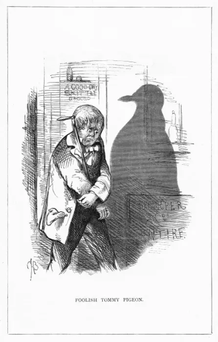 Framed Print : Shadow drawing. C. H. Bennett, Foolish Tommy Pigeon Framed Print : Shadow drawing. C. H. Bennett, Foolish Tommy Pigeon