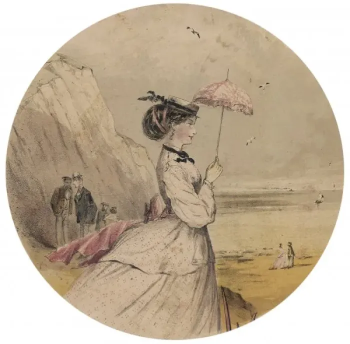 Framed Print : Shady Lady at the Sea Framed Print : Shady Lady at the Sea