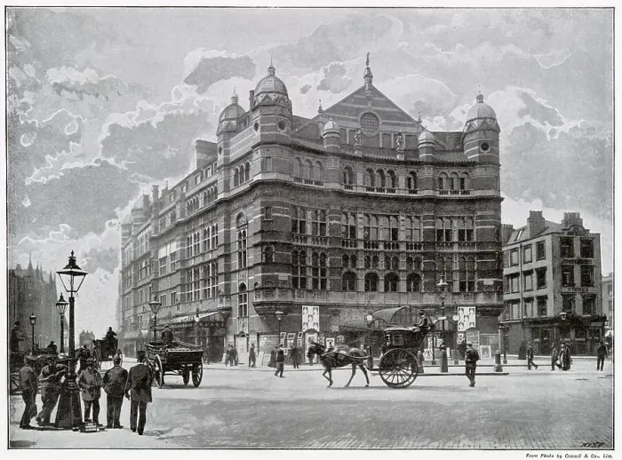 Framed Print : Where Shafesbury Avenue and Charing Cross Road meet, Palace Theatre, playhouse in London. Date: late 1890s Framed Print : Where Shafesbury Avenue and Charing Cross Road meet, Palace Theatre, playhouse in London. Date: late 1890s