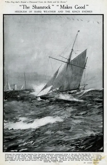 Framed Print : Shamrock IV at sea in rough weather, WW1 Framed Print : Shamrock IV at sea in rough weather, WW1