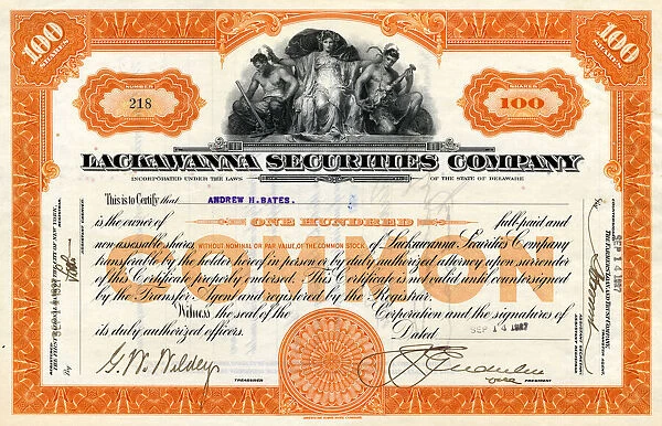 Share certificate, Lackawanna Securities Company