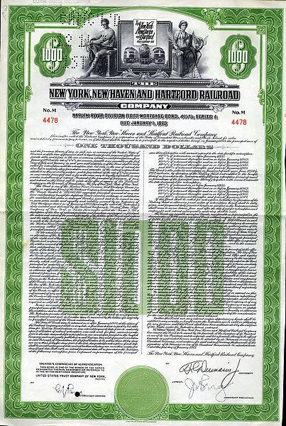 Share Certificate - New York, New Haven and Hartford