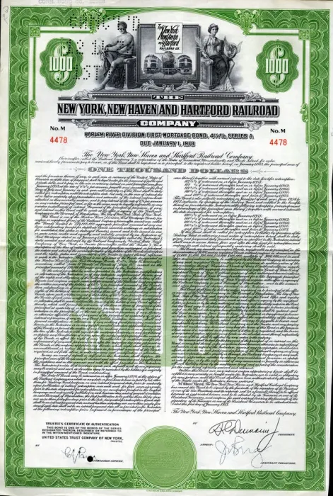 Framed Print : Share Certificate - New York, New Haven and Hartford Framed Print : Share Certificate - New York, New Haven and Hartford