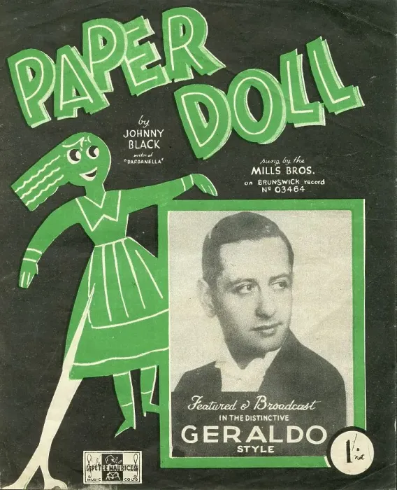 Framed Print : Sheet Music Cover Paper Doll performed by Geraldo Framed Print : Sheet Music Cover Paper Doll performed by Geraldo