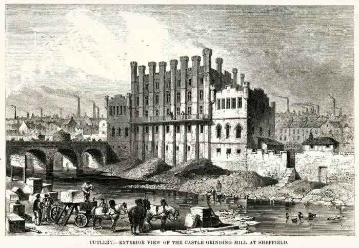 Framed Print : Sheffield - Castle Grinding Mill for cutlery 1853 Framed Print : Sheffield - Castle Grinding Mill for cutlery 1853