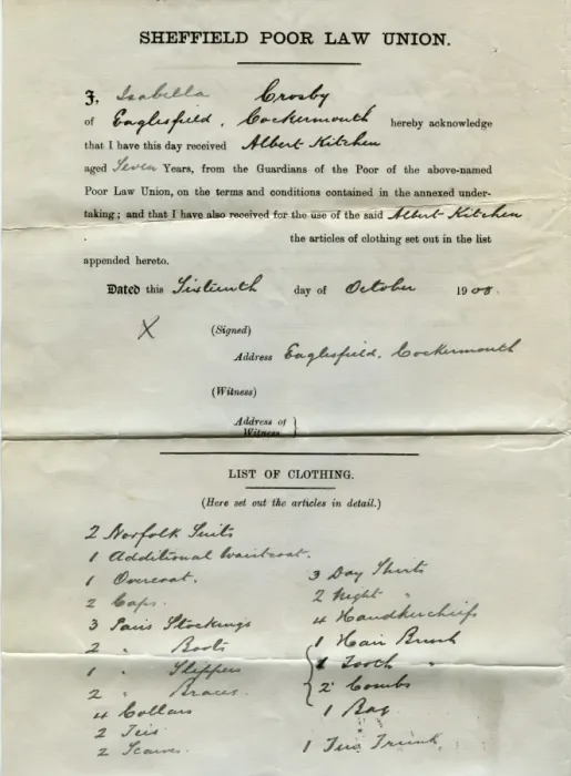 Framed Print : Sheffield Union Childrens Boarding-out Contract