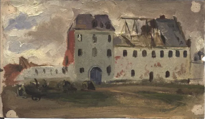Framed Print : Shell-damaged building in northern France, WW1 Framed Print : Shell-damaged building in northern France, WW1