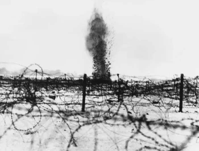 Framed Print : A shell explodes 1916 Framed Print : A shell explodes 1916
