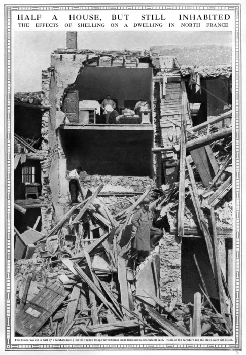 Framed Print : Shelled house in Northern France, WW1 Framed Print : Shelled house in Northern France, WW1