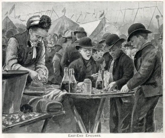 Framed Print : Shellfish stall at fair, London Framed Print : Shellfish stall at fair, London