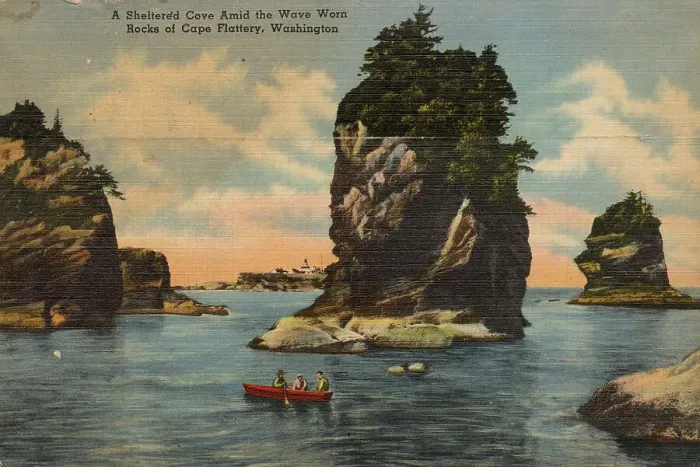Framed Print : Sheltered cove and rocks, Cape Flattery, Washington State, USA Date: circa 1940 Framed Print : Sheltered cove and rocks, Cape Flattery, Washington State, USA Date: circa 1940