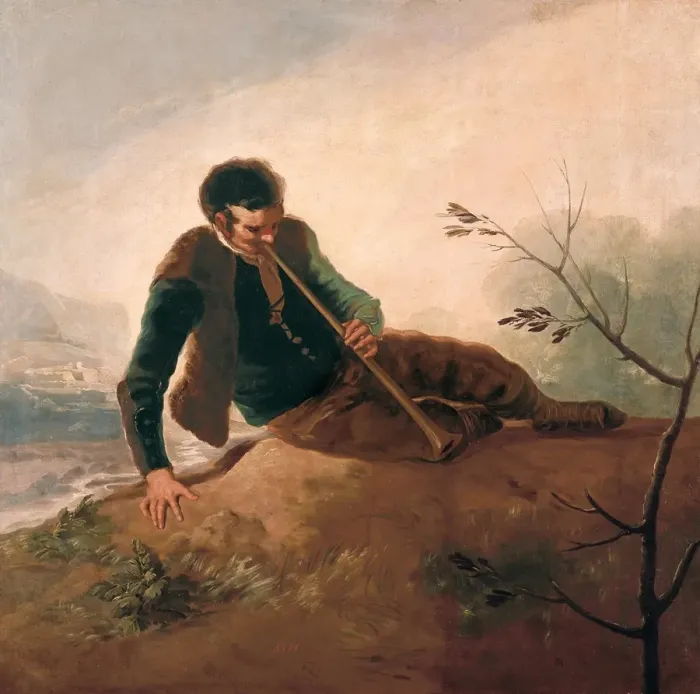 Framed Print : Shepherd Blowing a Horn Framed Print : Shepherd Blowing a Horn