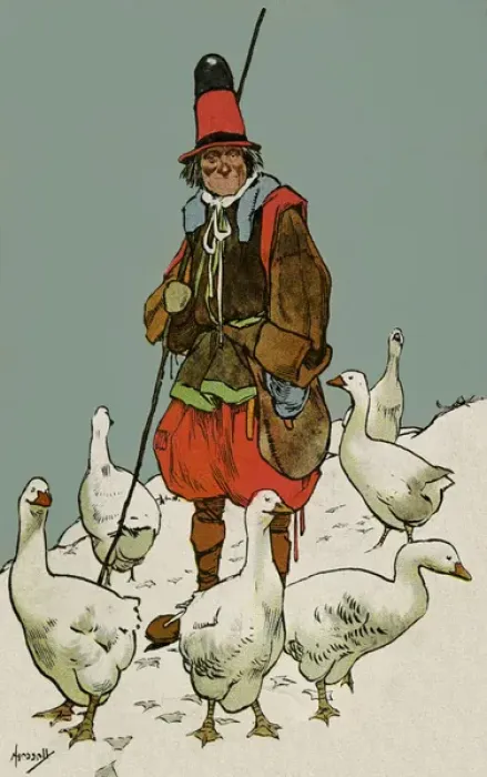 Framed Print : Shepherd & geese Framed Print : Shepherd & geese