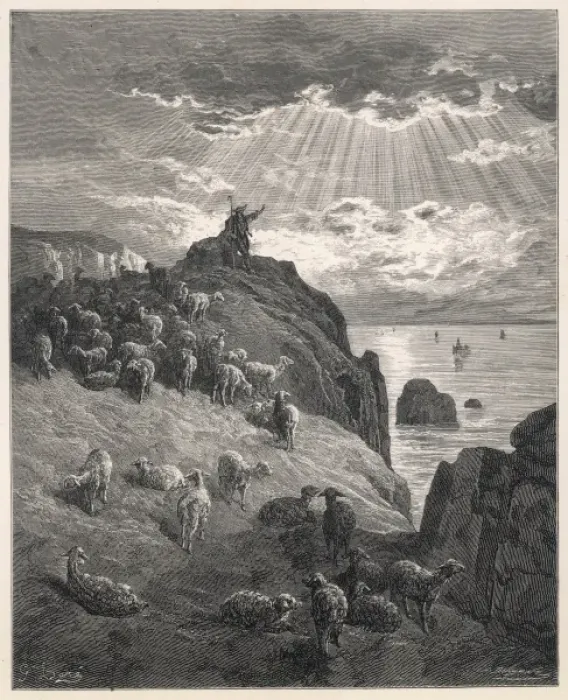 Framed Print : The Shepherd & the Sea Framed Print : The Shepherd & the Sea