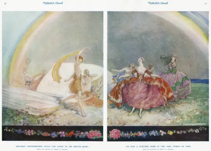 Framed Print : Shepherdesses by E. H. Shepard Framed Print : Shepherdesses by E. H. Shepard