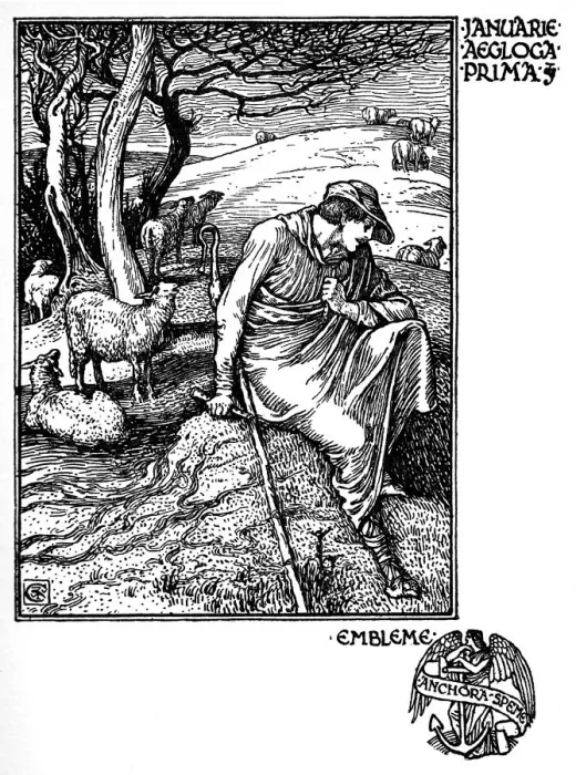 Framed Print : Shepherds Calendar - Months of the year - January Framed Print : Shepherds Calendar - Months of the year - January