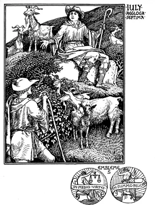 Framed Print : Shepherds Calendar - Months of the year - July Framed Print : Shepherds Calendar - Months of the year - July