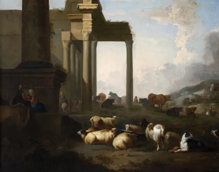 Framed Print : Shepherds and Flocks among Classical Ruins Framed Print : Shepherds and Flocks among Classical Ruins