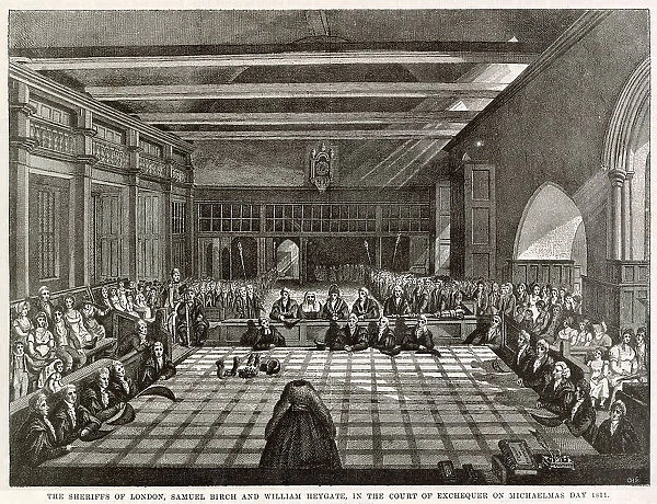 Sheriffs of London, Samuel Birch and William Heygate, in the Court of the Exchequer on Michaelmas Day. Date: 1811