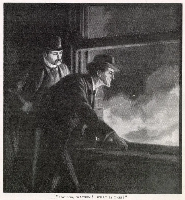 Framed Print : Sherlock Holmes - The Adventure of The Bruce-Partington Plans. Halloa, Watson! What is this? Date: 1908 Framed Print : Sherlock Holmes - The Adventure of The Bruce-Partington Plans. Halloa, Watson! What is this? Date: 1908
