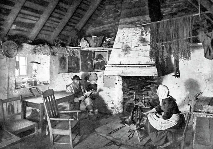 Framed Print : Shetland Crofters Cottage Victorian period Framed Print : Shetland Crofters Cottage Victorian period