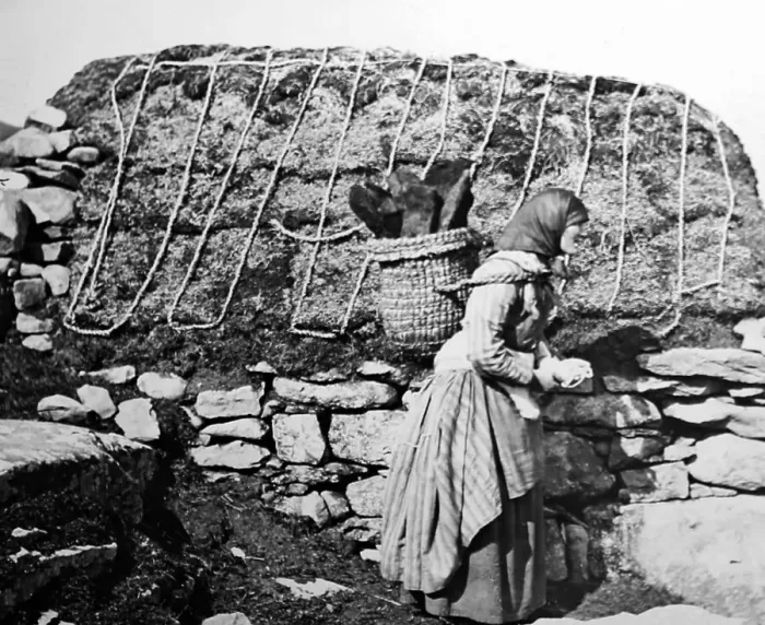 Framed Print : A Shetland Knitter - Victorian period Framed Print : A Shetland Knitter - Victorian period