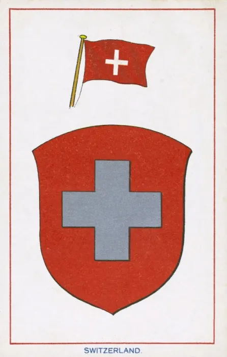 Framed Print : The Shield and National flag of Switzerland Framed Print : The Shield and National flag of Switzerland