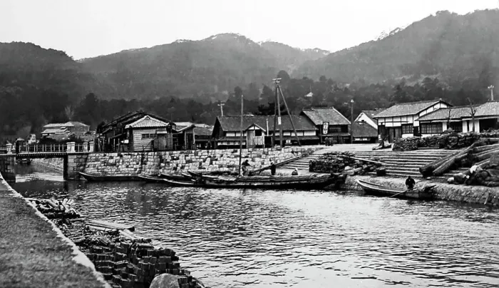 Framed Print : Shiogama harbour, Japan, Victorian period Framed Print : Shiogama harbour, Japan, Victorian period