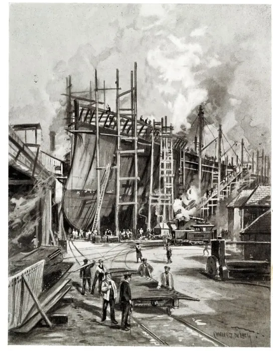 Framed Print : Ship construction in a British dockyard, WW1 Framed Print : Ship construction in a British dockyard, WW1