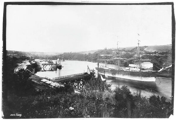 Ship in Dock Fowey. Ship in dock, at Fowey. Date: 1890