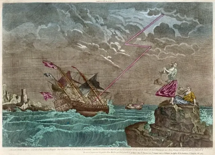 Framed Print : Ship Hit by Lightning Framed Print : Ship Hit by Lightning