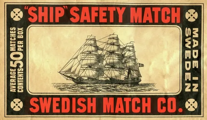 Framed Print : Ship Safety Matches - Matchbox top carton label Framed Print : Ship Safety Matches - Matchbox top carton label